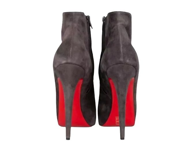 Botines de ante gris marrón Christian Louboutin - vista 4