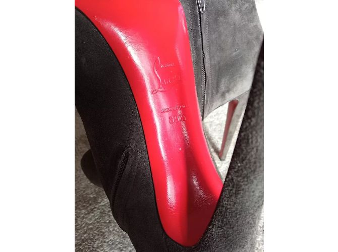 Botines de ante gris marrón Christian Louboutin - vista 6