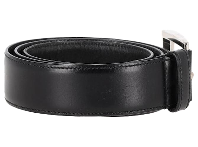 Cinturón de cuero negro con hebilla plateada Prada - vista 2