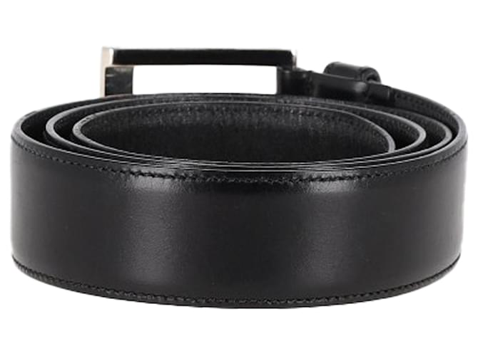 Cinturón de cuero negro con hebilla plateada Prada - vista 3