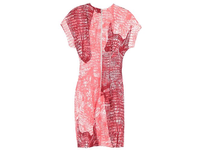 Vestido impresso de manga curta e comprimento até o joelho em viscose vermelha da Acne Studios Vermelho - vista 2