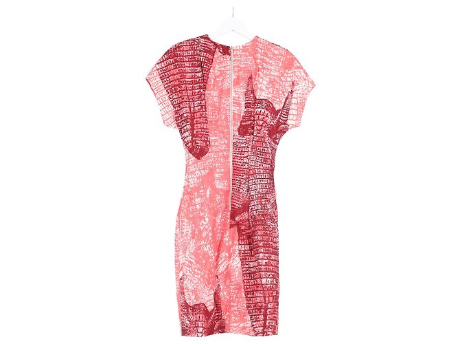 Vestido impresso de manga curta e comprimento até o joelho em viscose vermelha da Acne Studios Vermelho - vista 5