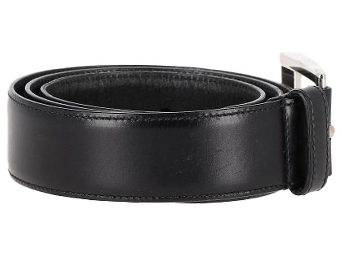 Cinturón de cuero negro con hebilla plateada Prada - vista 2