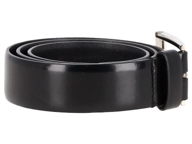 Cinturón de cuero negro con hebilla logo Prada - vista 2