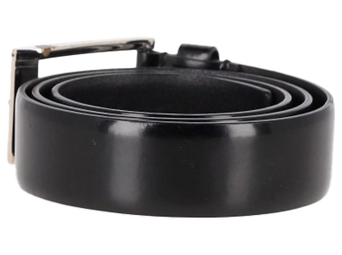 Cinturón de cuero negro con hebilla logo Prada - vista 3