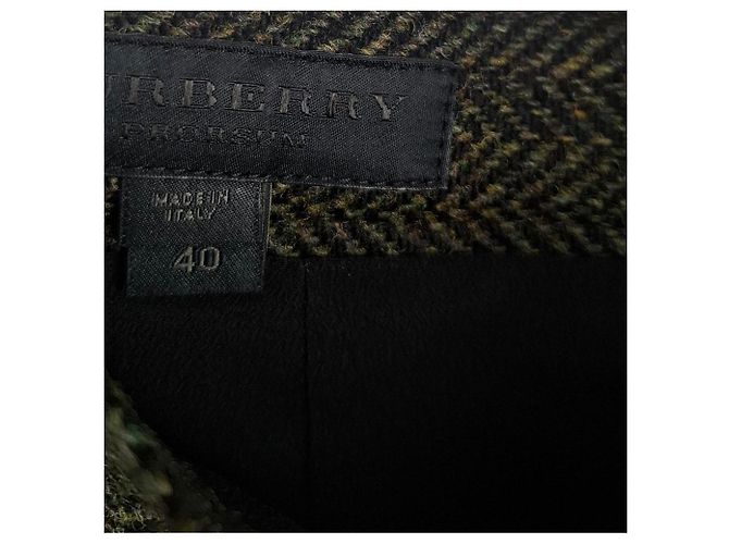 Falda lápiz midi con volantes de Burberry Prorsum en lana verde Gris - vista 3
