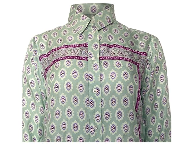 Camisa estampada Sandro en seda verde - vista 3