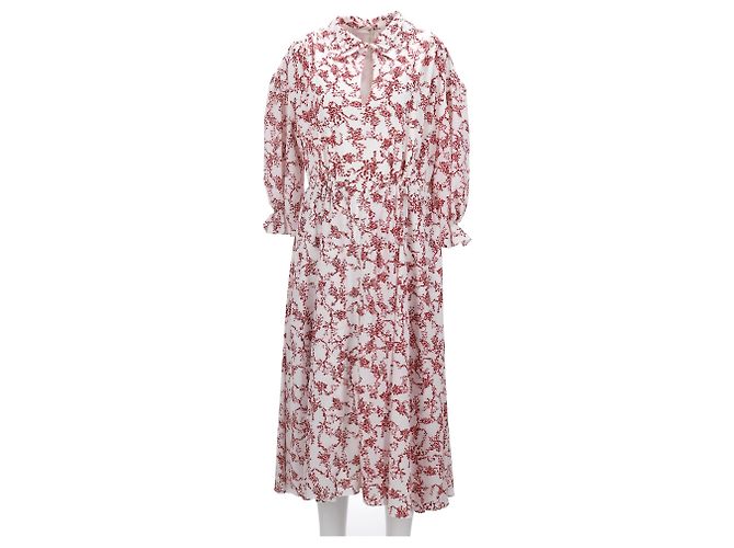 Autre Marque Abito midi stampato floreale Emilia Wickstead in poliestere rosso - vista 7