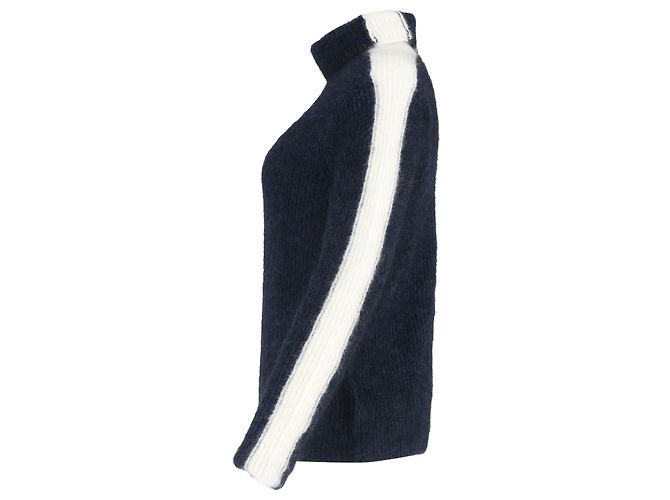 Ganni Strickpullover aus marineblauer Wolle mit Rollkragen - Ansicht 2