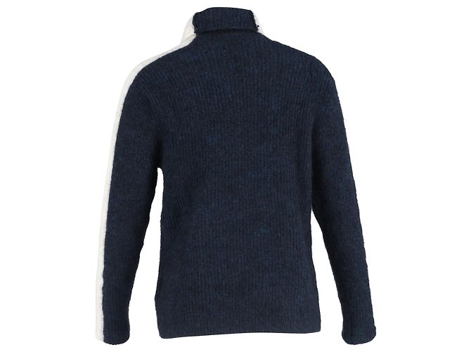 Ganni Strickpullover aus marineblauer Wolle mit Rollkragen - Ansicht 3