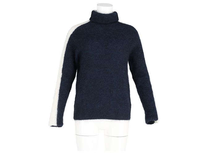 Ganni Strickpullover aus marineblauer Wolle mit Rollkragen - Ansicht 4