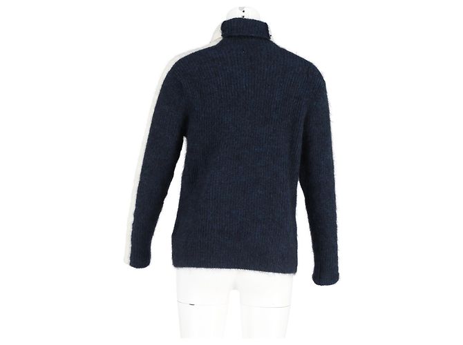 Ganni Strickpullover aus marineblauer Wolle mit Rollkragen - Ansicht 6