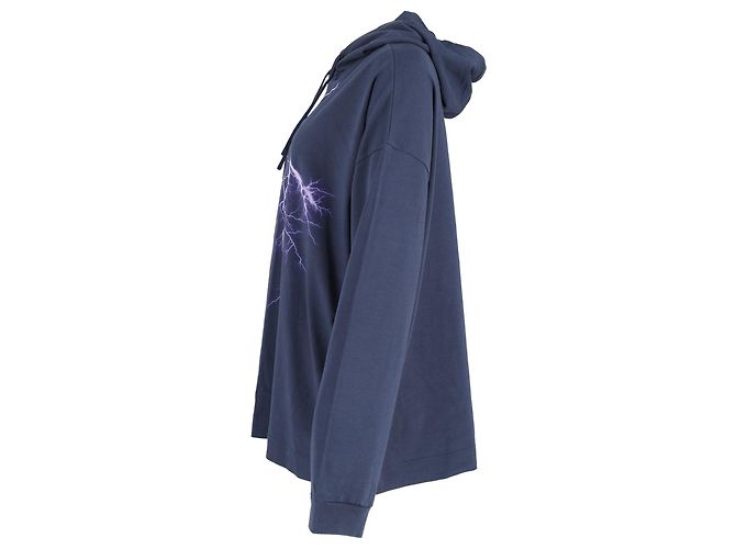 Givenchy Lightning bedruckter Kapuzenpullover aus tiefblauem Baumwollstoff - Ansicht 2