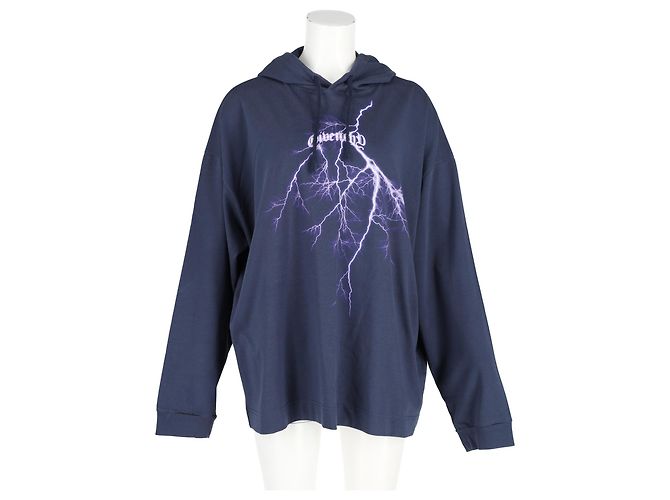 Givenchy Lightning bedruckter Kapuzenpullover aus tiefblauem Baumwollstoff - Ansicht 4
