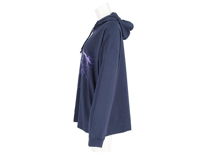 Givenchy Lightning bedruckter Kapuzenpullover aus tiefblauem Baumwollstoff - Ansicht 5