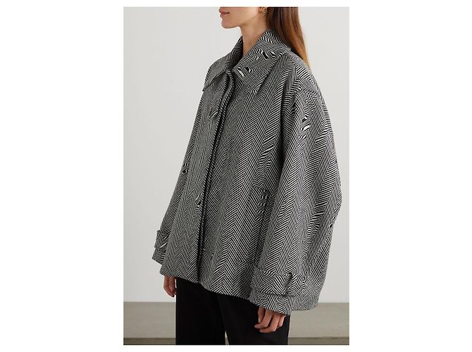 Stella Mc Cartney Stella McCartney Giacca Oversized Herringbone in Lana con Rifinitura Shearling Multicolore - vista 11