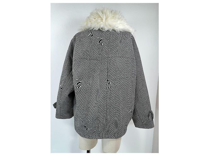 Stella Mc Cartney Stella McCartney Giacca Oversized Herringbone in Lana con Rifinitura Shearling Multicolore - vista 2