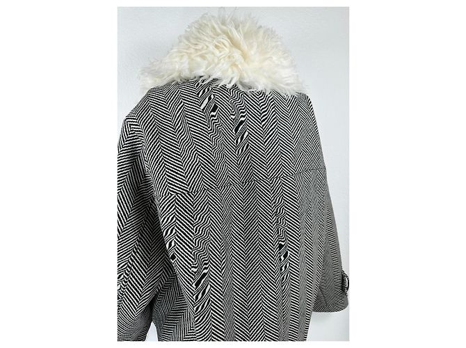Stella Mc Cartney Stella McCartney Giacca Oversized Herringbone in Lana con Rifinitura Shearling Multicolore - vista 3