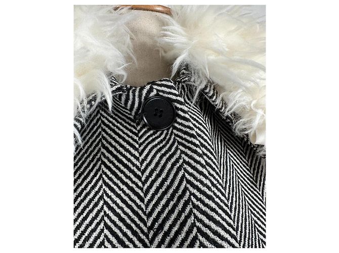 Stella Mc Cartney Stella McCartney Giacca Oversized Herringbone in Lana con Rifinitura Shearling Multicolore - vista 4