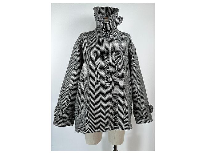 Stella Mc Cartney Stella McCartney Giacca Oversized Herringbone in Lana con Rifinitura Shearling Multicolore - vista 5
