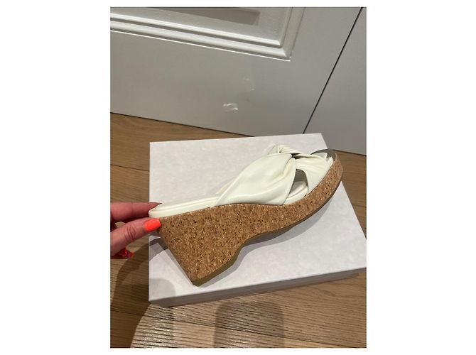 Jimmy Choo Mule espadrillas con zeppa Avenue Wedges 110 Bianco sporco - vista 2