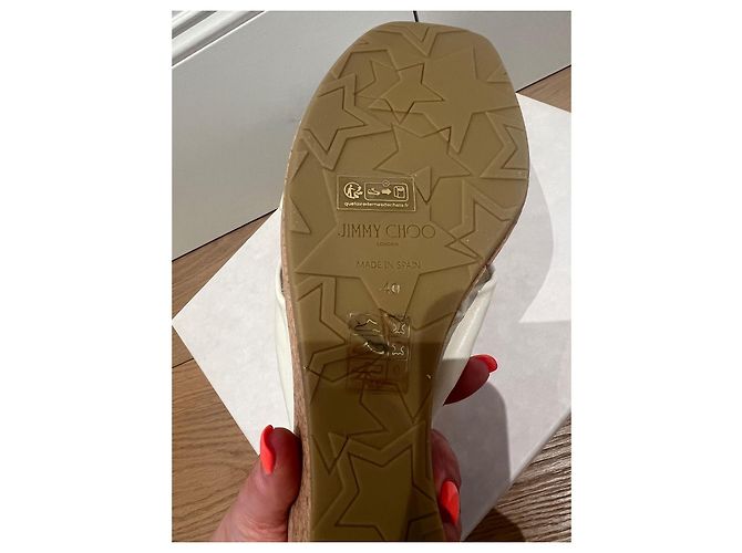 Jimmy Choo Mule espadrillas con zeppa Avenue Wedges 110 Bianco sporco - vista 8