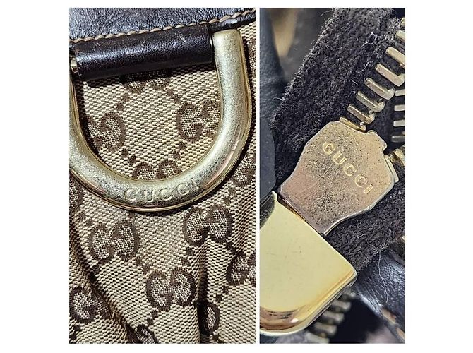 Borsa hobo Gucci GG in tela e pelle D Ring Beige/Marrone - vista 6