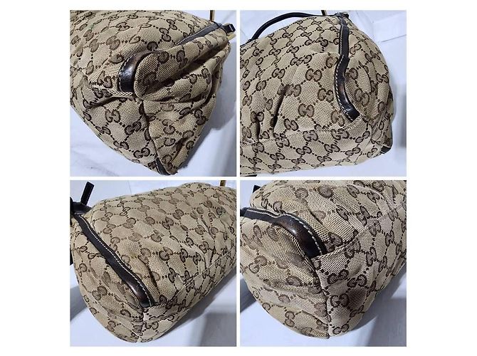 Borsa hobo Gucci GG in tela e pelle D Ring Beige/Marrone - vista 8