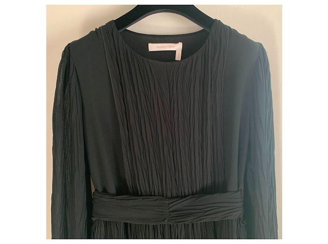Schwarzes Kleid aus Polyester von See by Chloé - Ansicht 12