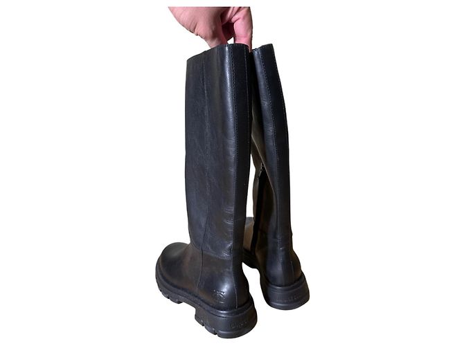 Botas Candice Cooper Chado de cuero negro - vista 3