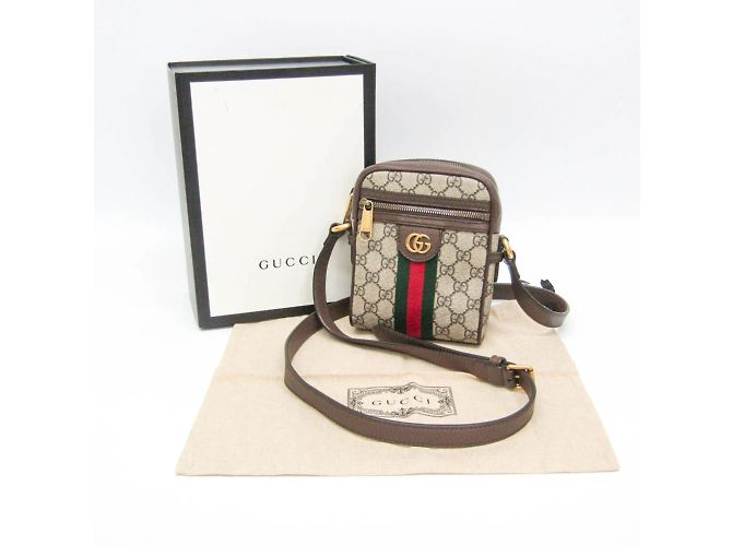 Borsa a Spalla Gucci Ophidia GG Piccola Marrone Beige - vista 11