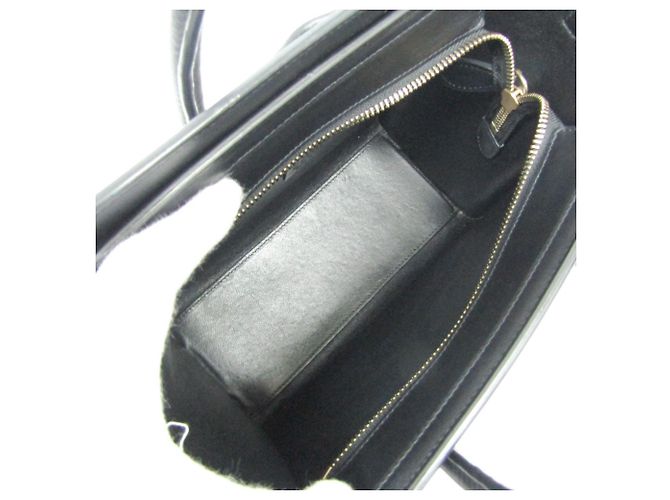 Céline Borsa a mano Celine Luggage Nano Shopper Nero Rosa Bordò - vista 3