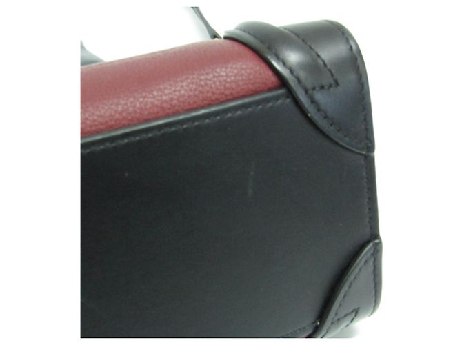 Céline Borsa a mano Celine Luggage Nano Shopper Nero Rosa Bordò - vista 5