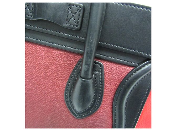 Céline Borsa a mano Celine Luggage Nano Shopper Nero Rosa Bordò - vista 6