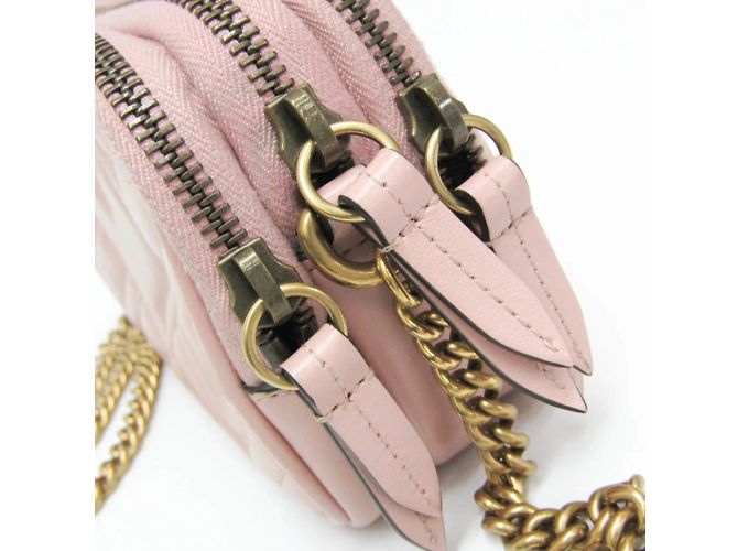 Borsa a spalla in pelle rosa chiaro Gucci GG Marmont - vista 6