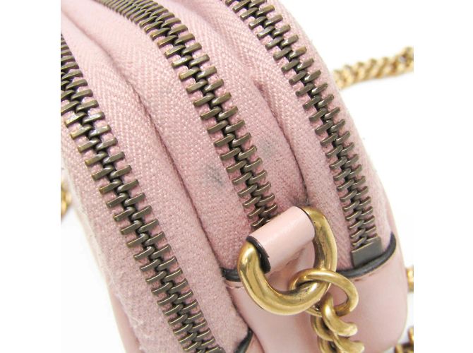 Borsa a spalla in pelle rosa chiaro Gucci GG Marmont - vista 7