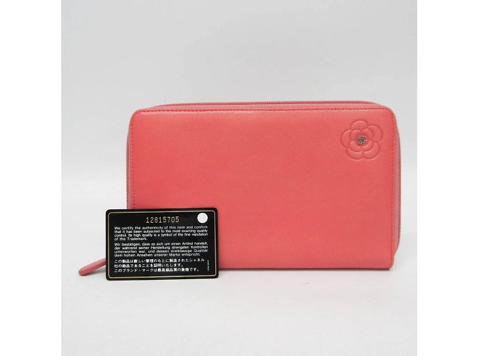 Chanel Camellia Korallenrosa Leder Langbörse Pink - Ansicht 4