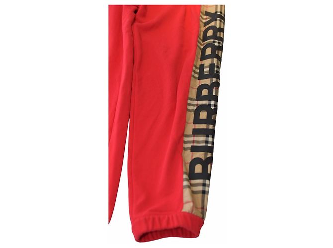 Pantalones de chándal Burberry rojos de algodón Signature Roja - vista 6