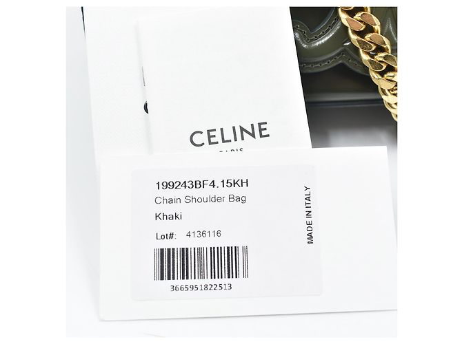 Borsa a spalla Céline Triomphe Flap Chain pelle khaki Verde - vista 5