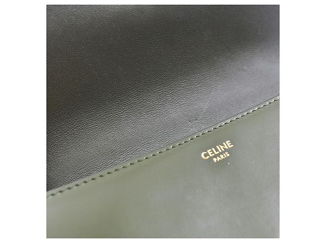 Borsa a spalla Céline Triomphe Flap Chain pelle khaki Verde - vista 7