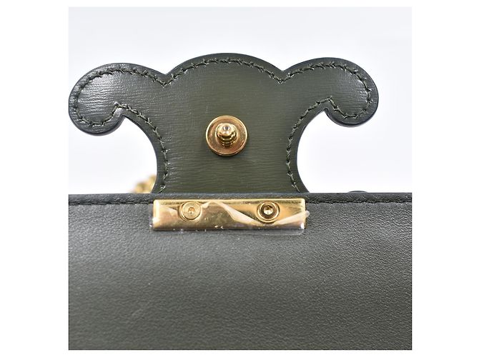 Borsa a spalla Céline Triomphe Flap Chain pelle khaki Verde - vista 8