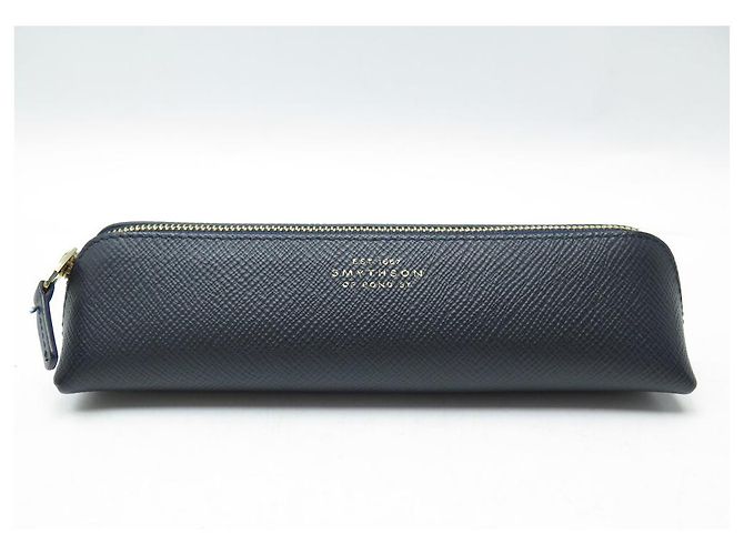 NINE LOT SMYTHSON GLASSES CASE + PANAMA LEATHER POUCH SET Navy blue - view 2