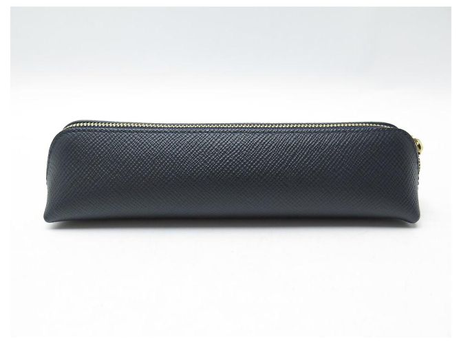 NINE LOT SMYTHSON GLASSES CASE + PANAMA LEATHER POUCH SET Navy blue - view 3