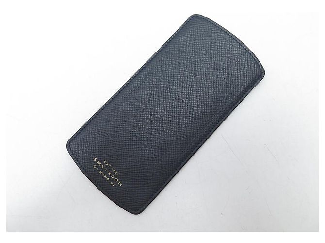 NINE LOT SMYTHSON GLASSES CASE + PANAMA LEATHER POUCH SET Navy blue - view 9