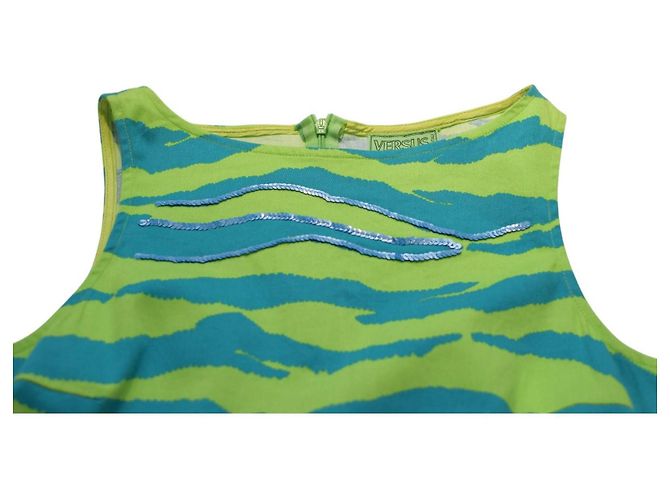 Abito mini Versus stampa zebra blu e verde con paillettes Multicolore - vista 4
