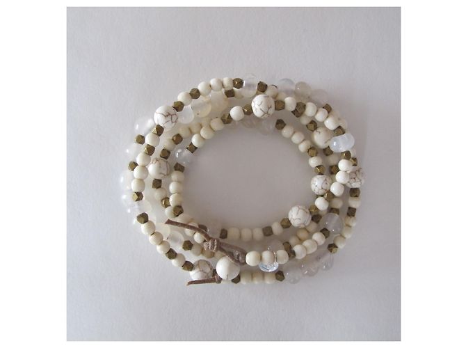 Autre Marque Bracciale Heirloom&Amber Oia in Pietra di Luna e Perle Bianche Argento 925 Bianco - vista 2