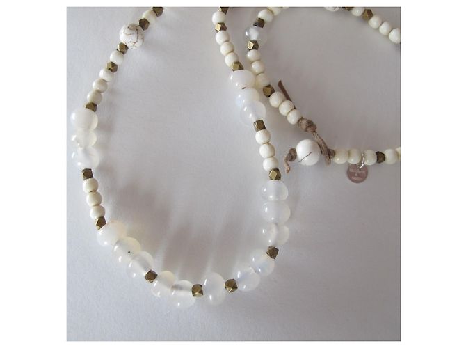 Autre Marque Bracciale Heirloom&Amber Oia in Pietra di Luna e Perle Bianche Argento 925 Bianco - vista 7