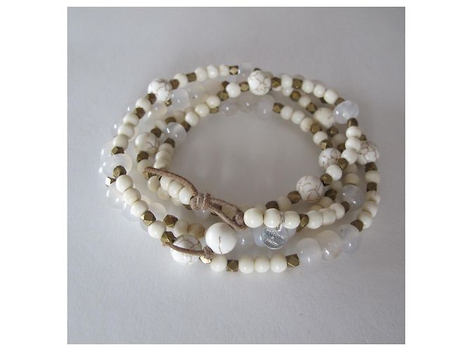 Autre Marque Bracciale Heirloom&Amber Oia in Pietra di Luna e Perle Bianche Argento 925 Bianco - vista 9