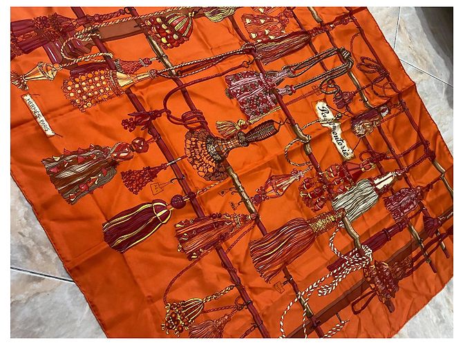 Constance Foulard Hermès Carré Passementerie in Seta Arancione 90x90 - vista 2