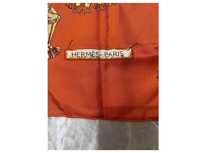 Constance Foulard Hermès Carré Passementerie in Seta Arancione 90x90 - vista 6